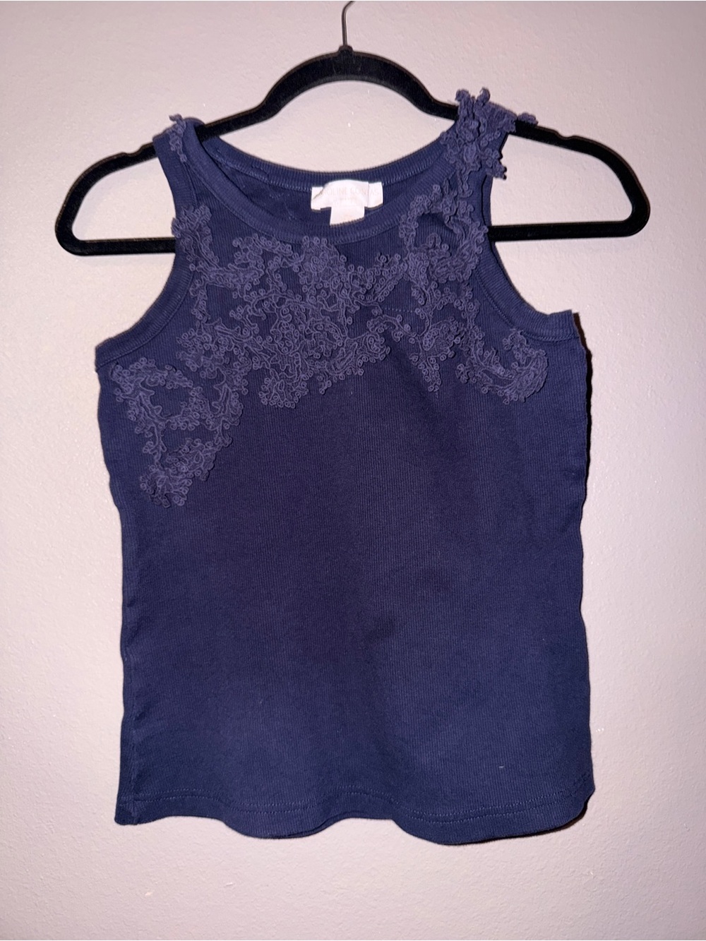 Caroline Constas Navy Lace-Applique Tank